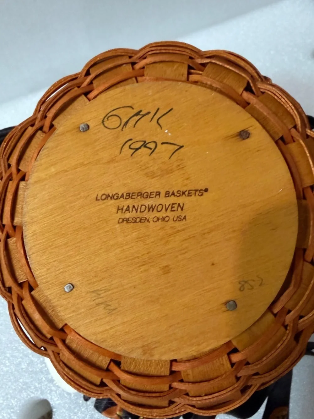 1997 Longaberger Little Pumpkin Basket Smashing Fabric Liner Lid Protector Tie